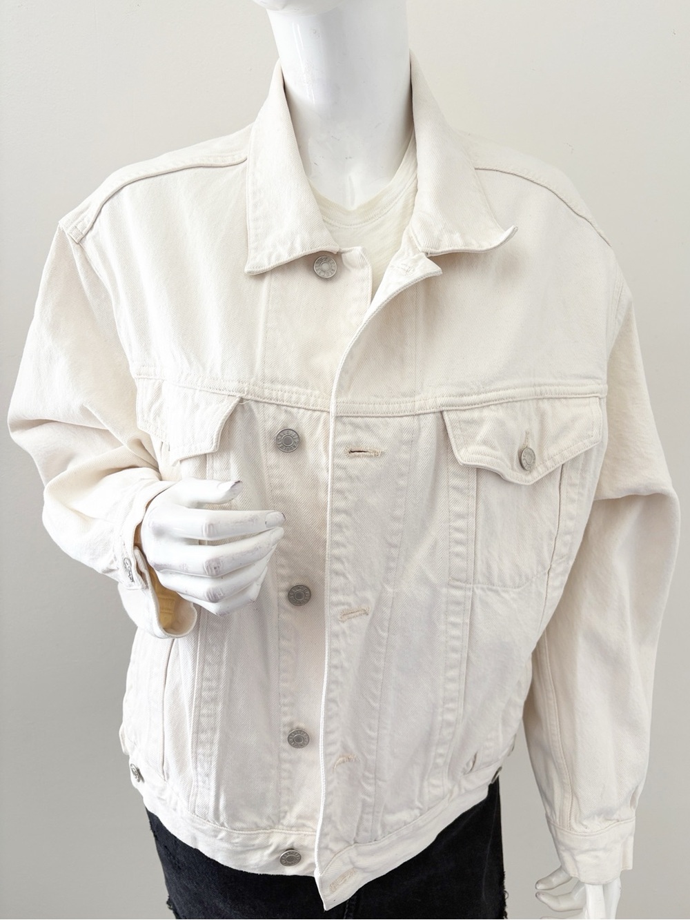 AGOLDE Denim Charli Cream Loose-fit Jean Jacket in Drum Button-Up Trucker Style